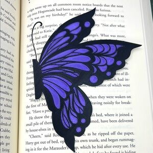 Purple and Black Butterfly 3D Printed Bookmark